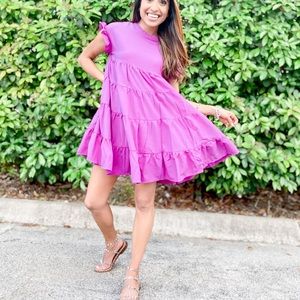 ruffle sleeve tiered dress
